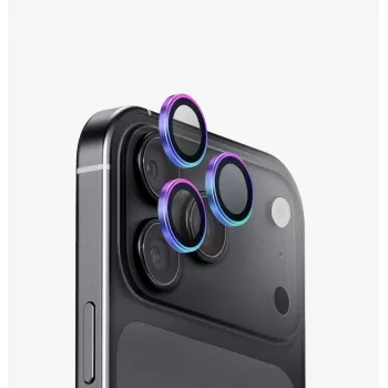UNIQ Optix Aluguard (DX2) kameras objektīva aizsargs iPhone 18 Pro / iPhone 18 Pro Max – iridescenta ar aplikatoru