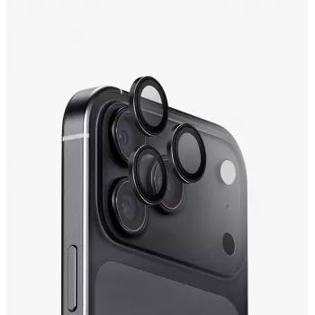 UNIQ Optix Aluguard (DX2) kameras objektīva aizsargs iPhone 18 Pro / iPhone 18 Pro Max - melns ar aplikatoru