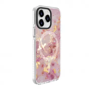 Evelatus Apple iPhone 15 Pro PC+TPU apvalks ar MagSafe - Marmora rozā