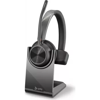 HP Poly Voyager 4300 UC Series 4310 bezvadu ausu aizsargs ar USB-C adapteri un statīvu, Zoom sertificēts 218474-01