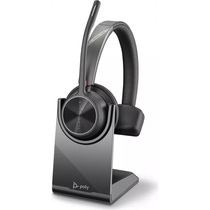 HP Poly Voyager 4300 UC Series 4310 bezvadu ausu aizsargs ar USB-C adapteri un statīvu, Zoom sertificēts 218474-01