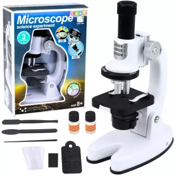 LEAN TOYS Mikroskops Izglītojošs Komplekts Bērniem Tālummaiņa 1200x Piederumi Balts
