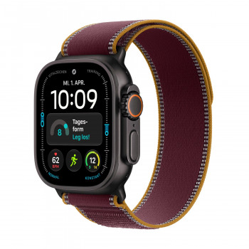 Apple Watch Ultra 4 GPS + Cellular 49 mm melns titāna korpuss ar bordo Trail Loop siksniņu, M/L