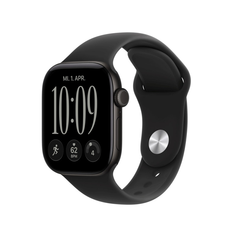 Apple Watch Series 12 GPS 42 mm melns alumīnija korpuss ar melnu sporta siksniņu, S/M