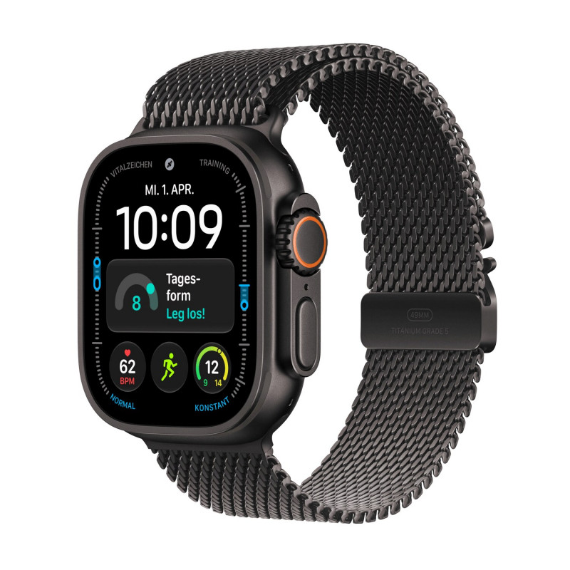 Apple Watch Ultra 4 GPS + Cellular 49mm melna titāna korpuss ar melnu titāna Milanese cilpu - M