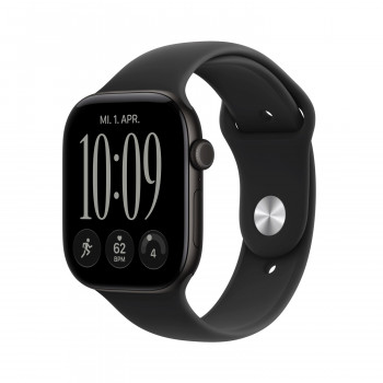 Apple Watch Series 12 GPS 46 mm melns alumīnija korpuss ar melnu sporta siksniņu, M/L