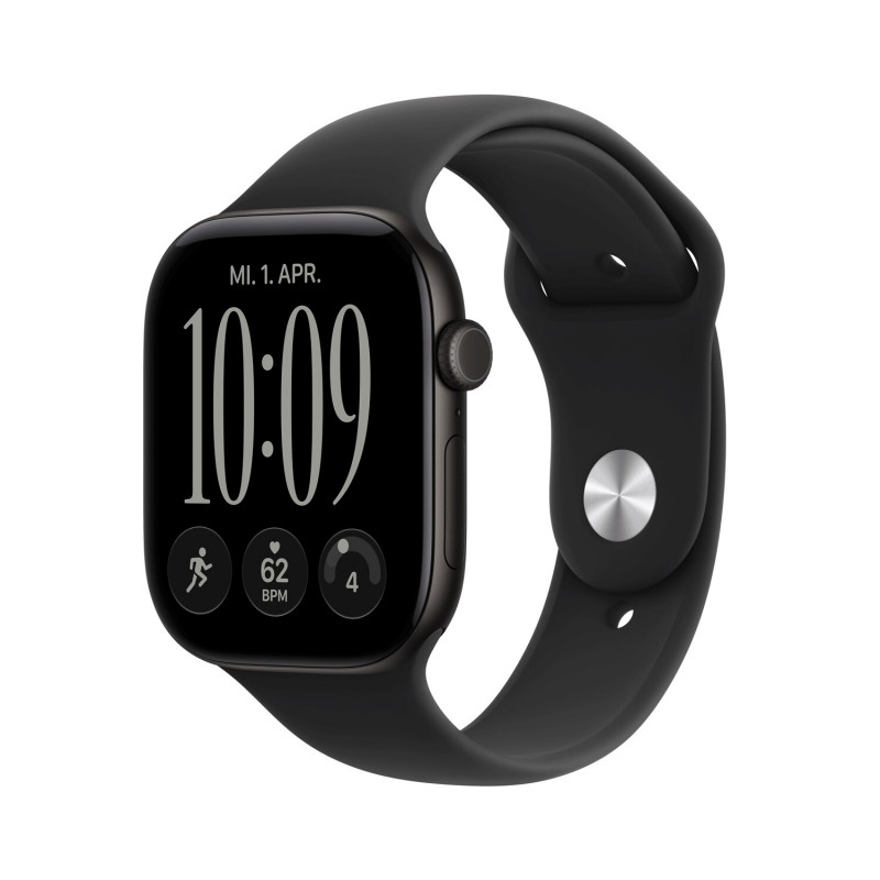 Apple Watch Series 12 GPS 46 mm melns alumīnija korpuss ar melnu sporta siksniņu, S/M