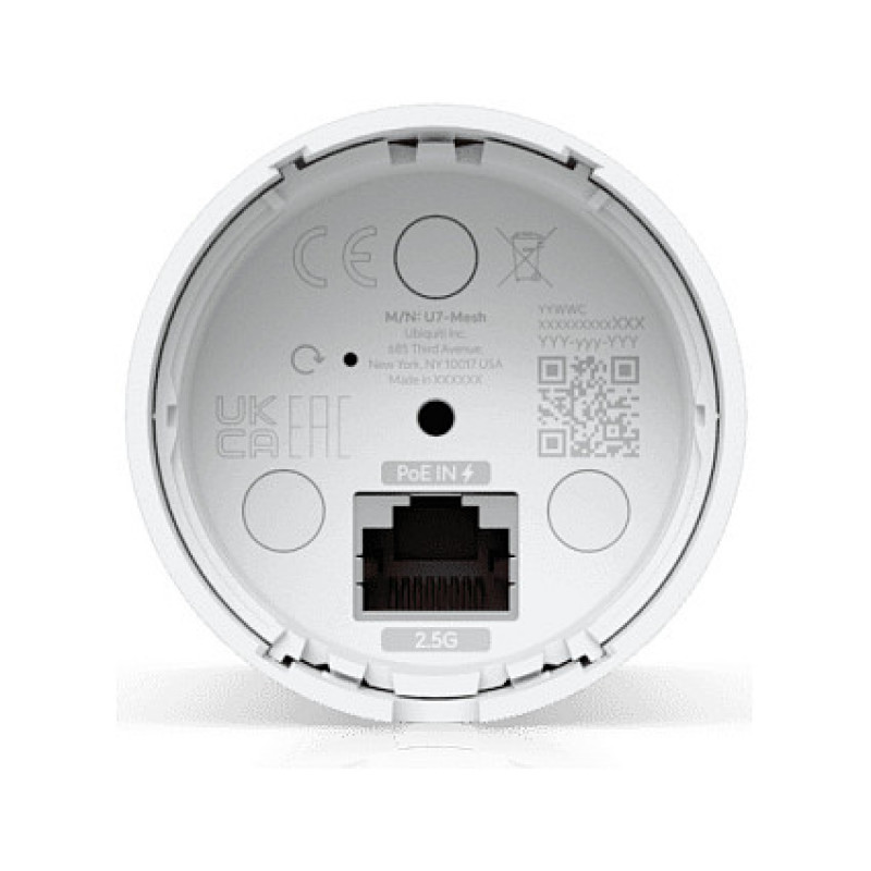 Ubiquiti U7 Mesh 5000 Mbit/s Wi-Fi 7 bezvadu piekļuves punkts, PoE, balts