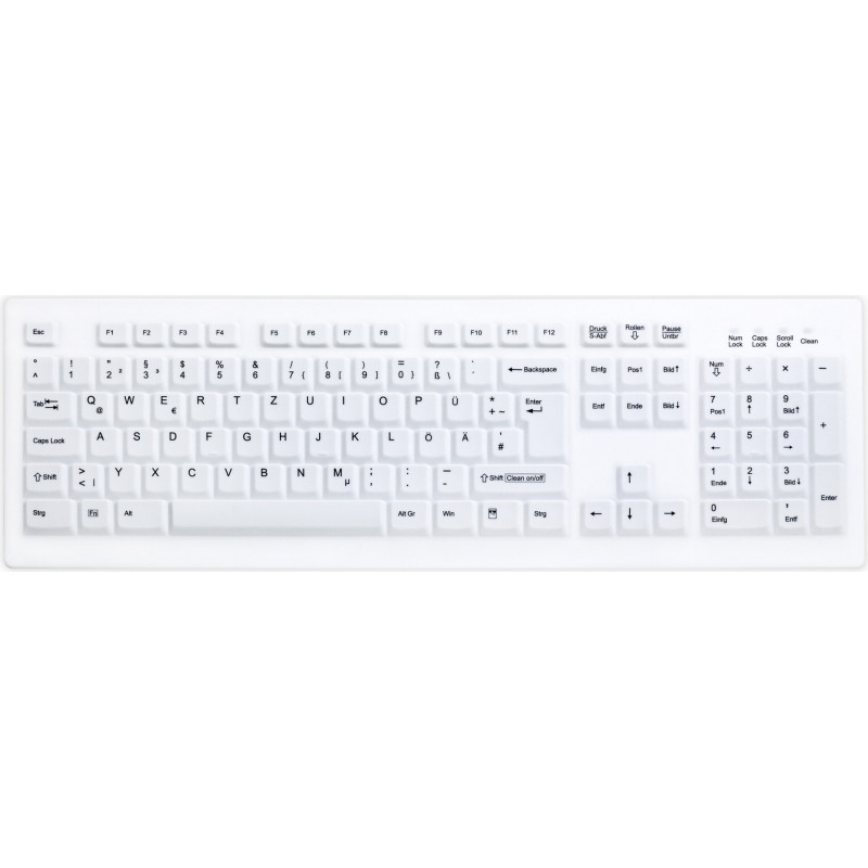 Active Key AK-C8100 bezvadu higiēnas klaviatūra, noslēgta, Šveices izkārtojums (QWERTZ), balta