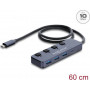 Delock USB 10 Gbps centrmezgls ar 3 x USB Type-A un 1 x USB Type-C™ portu ar slēdzi (64384)