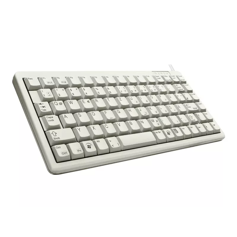 Cherry Slim Line G84-4100 kompakta klaviatūra, PS/2 + USB, 83 taustiņi, vācu izkārtojums (QWERTZ), gaiši pelēka