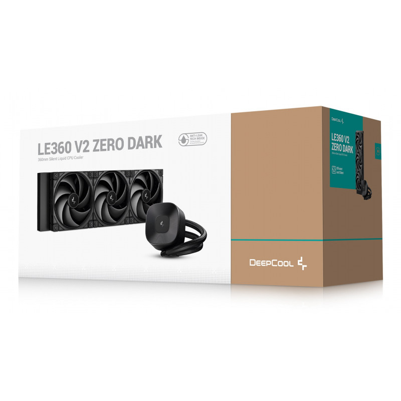 DeepCool LE360 V2 ZERO DARK AIO šķidruma CPU dzesētājs, melns