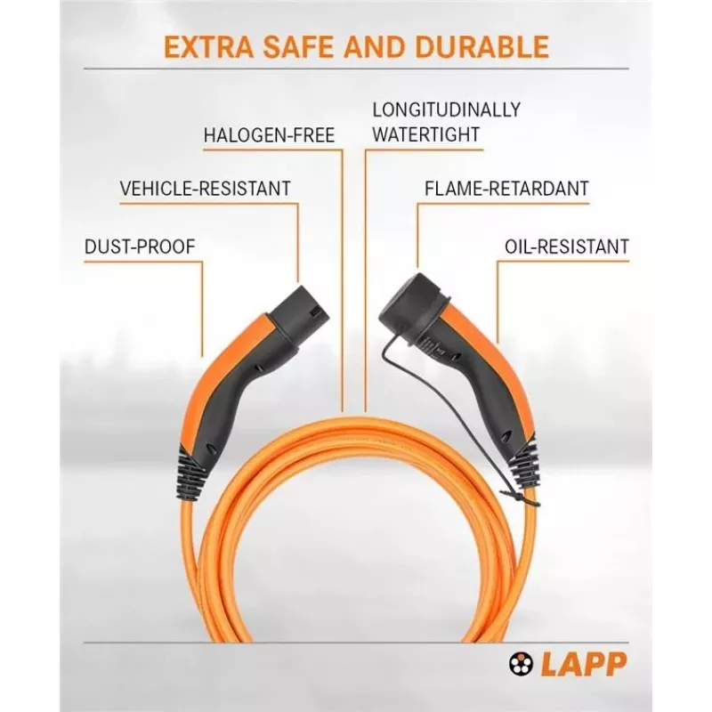 LAPP MOBILITY Uzlādes kabelis Type 2, līdz 11 kW, 7 m, oranžs (61790)