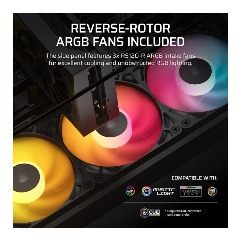 Corsair 2800X RS-R ARGB panorāmas stikla Micro-ATX datora korpuss, melns