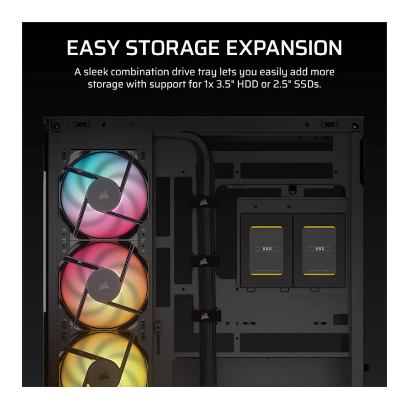 Corsair 2800X RS-R ARGB panorāmas stikla Micro-ATX datora korpuss, melns