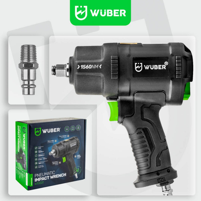WUBER W33220 pneimatiskā trieciena uzgriežņu atslēga 1560 Nm