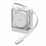 SHARGE Retractable 65 GaN lādētājs, 65W, 2x USB-C, iebūvēts USB-C kabelis - balts