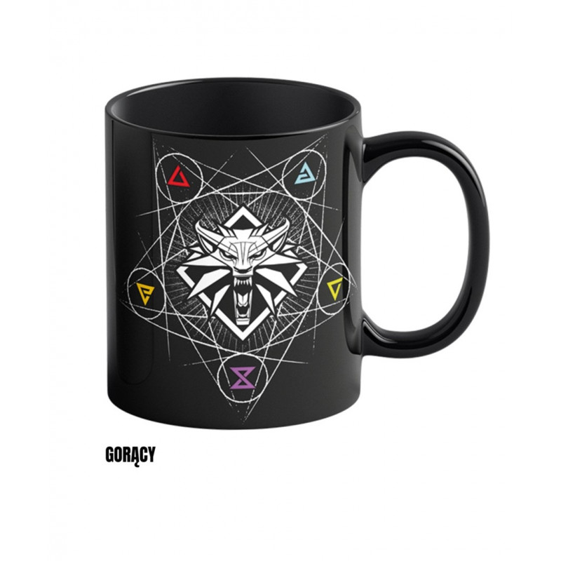 CENEGA PUBLISHING Krūze Good Loot The Witcher 3 Art Heat Reveal - Witcher Signs 480 ml Melna