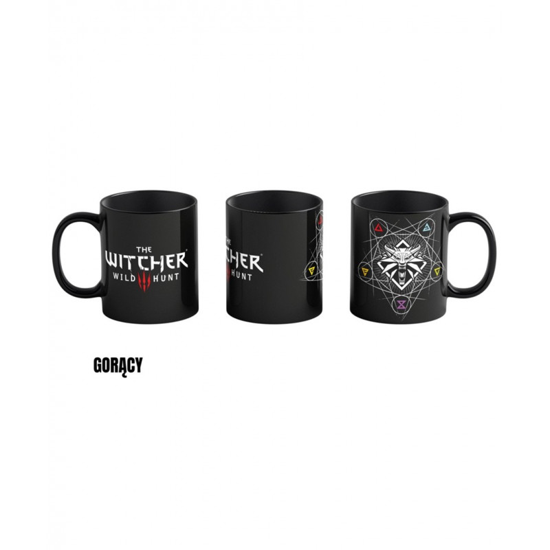 CENEGA PUBLISHING Krūze Good Loot The Witcher 3 Art Heat Reveal - Witcher Signs 480 ml Melna