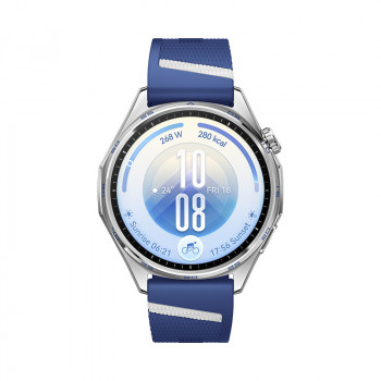 Viedpulkstenis HUAWEI WATCH GT7 46mm ar zilu un baltu fluorelastomēra siksniņu