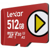 Lexar PLAY 512GB microSDXC UHS-I atmiņas karte, U3, V30, A2, līdz 205 MB/s, ar SD adapteri