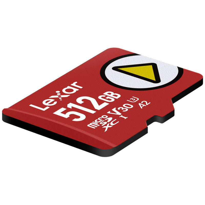 Lexar PLAY 512GB microSDXC UHS-I atmiņas karte, U3, V30, A2, līdz 205 MB/s, ar SD adapteri