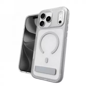 Zagg Milan Snap ar statīvu iPhone 18 Pro Max / 17 Pro Max sudraba ar spīdumiem viedtālruņa maciņš