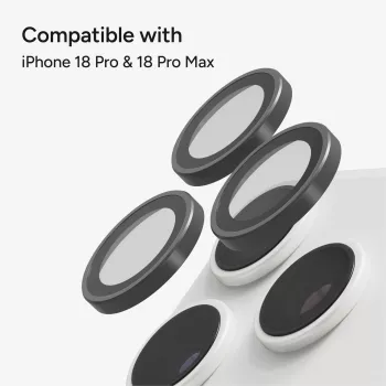 Zagg Glass Elite pretatstarojošas kameras riņķi iPhone 18 Pro Max / 17 Pro Max / 18 Pro / 17 Pro sudraba krāsā