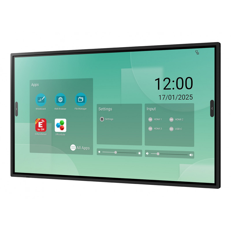 Sharp PN-LM431 43 inch UHD interaktīvais displejs, LM sērija, 500 cd/m², infrasarkanais skārienekrāns, 20 skārienpunkti, Android SoC, USB-C, HDMI izeja