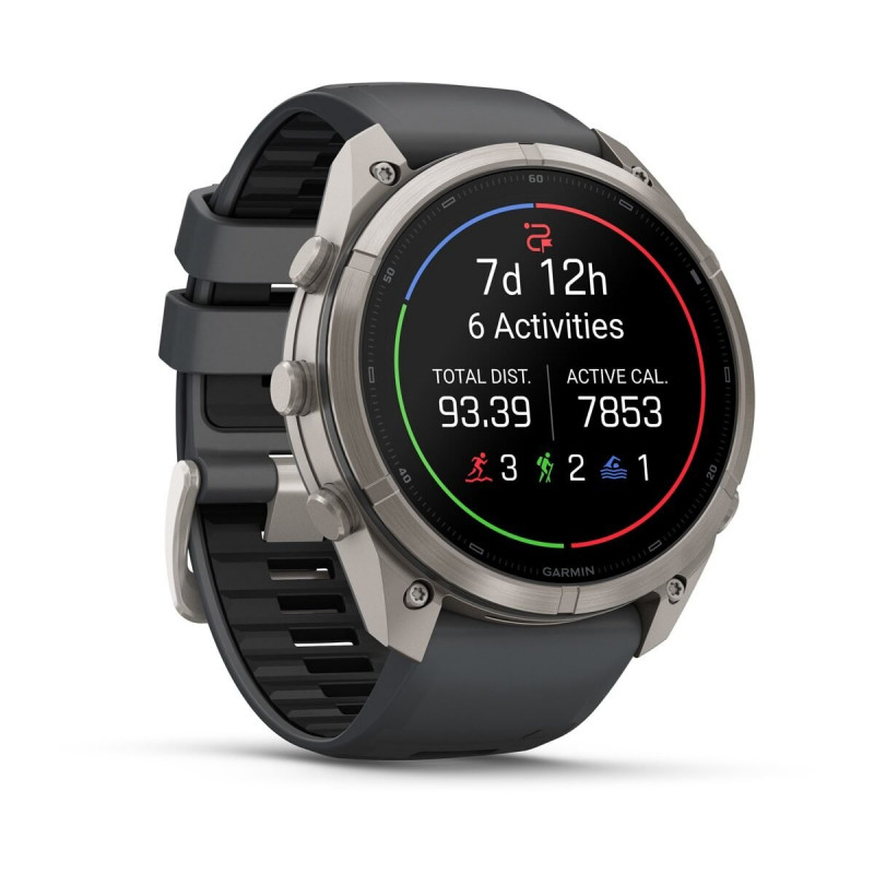 Garmin Fenix 9 Pro – 51mm titāna viedpulkstenis ar grafīta/melno silikona siksniņu
