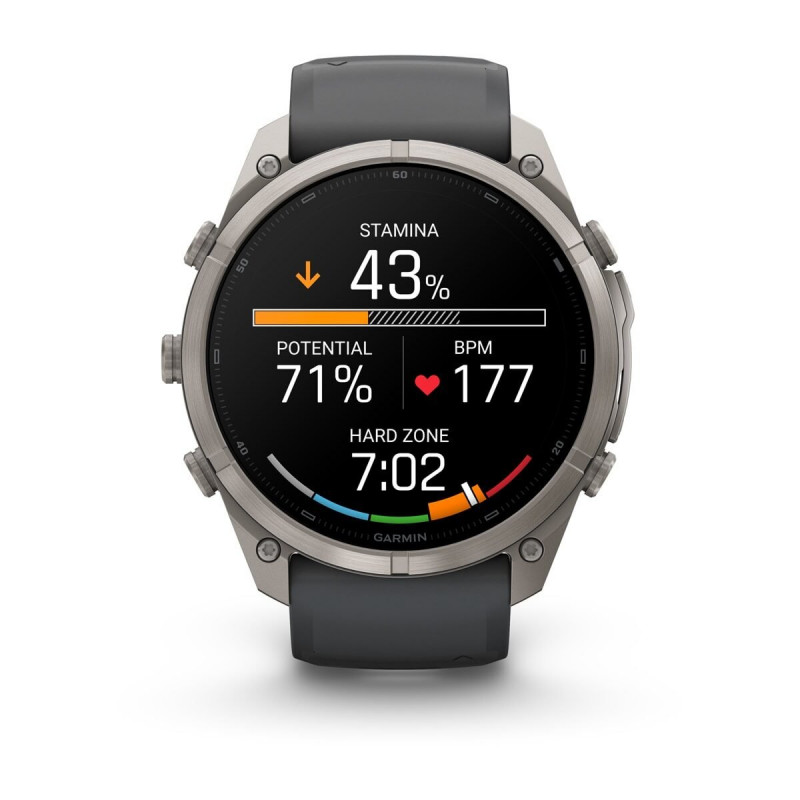 Garmin Fenix 9 Pro – 51mm titāna viedpulkstenis ar grafīta/melno silikona siksniņu