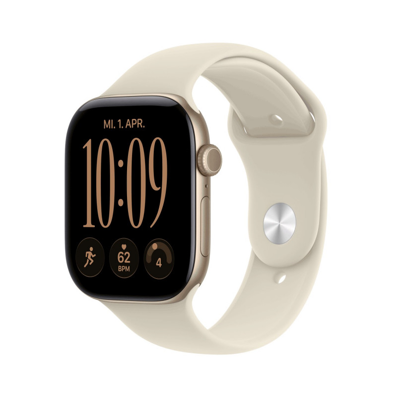 Apple Watch Series 12 GPS 46 mm Light Gold alumīnija korpuss ar smilškrāsas sporta siksniņu, S/M