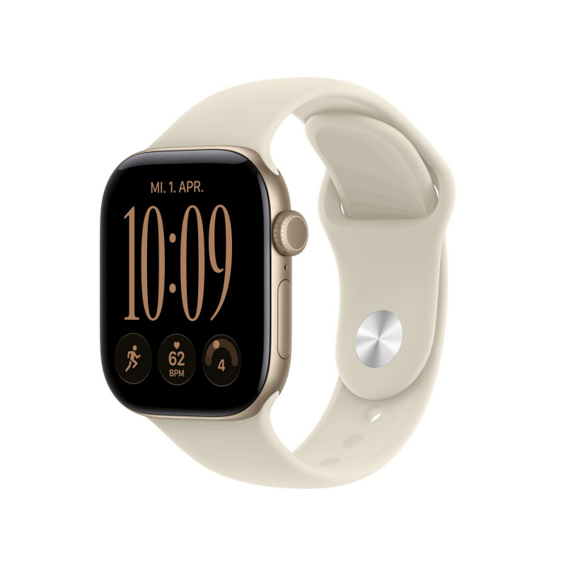 Apple Watch Series 12 (zelta, alumīnija, 42 mm, Sport Band smilškrāsas M/L)
