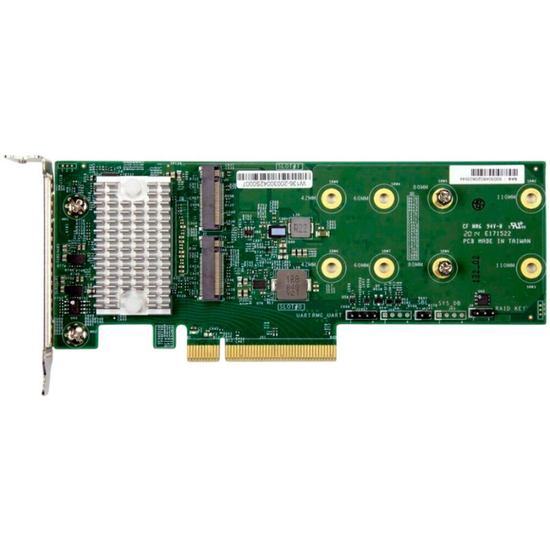 Supermicro AOC-SLG4-2H8M2-O 2 portu M.2 NVMe/SATA RAID 0/1 nesējkarte, zema profila PCIe 4.0 x16