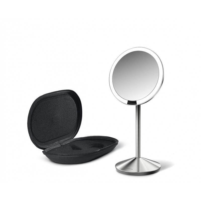 simplehuman salokāmais spogulis ar sensoru, 12 cm, uzlādējams, matēts nerūsējošais tērauds