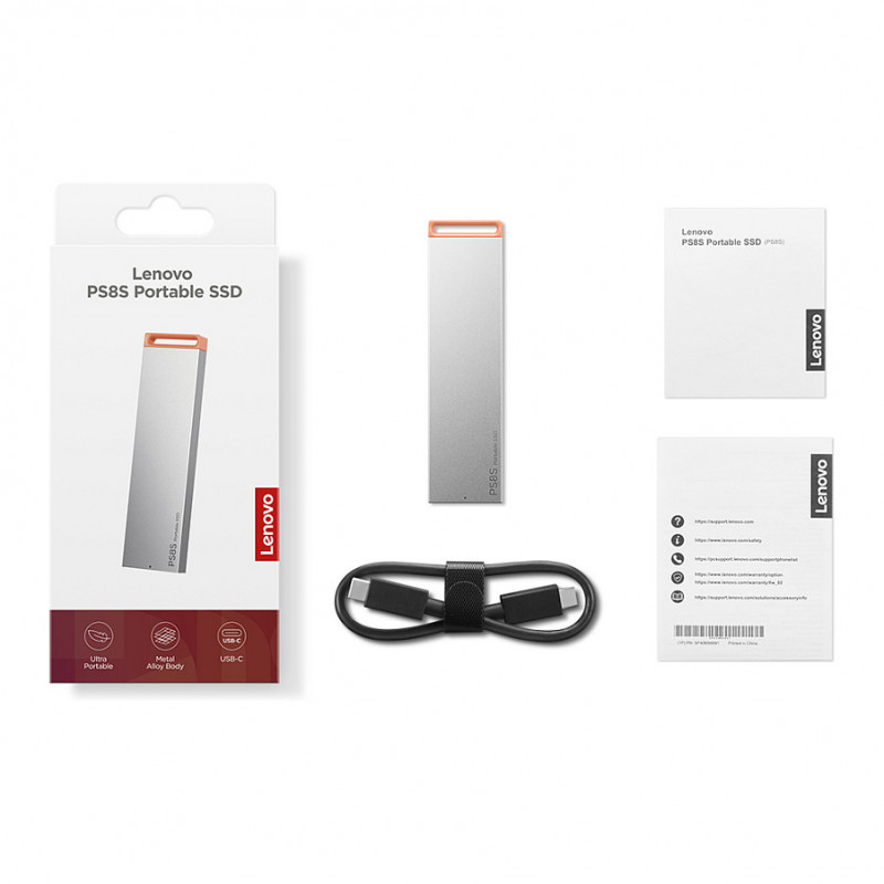 Lenovo PS8S 2TB pārnēsājamais ārējais SSD, USB 3.2 Gen 2, USB-C, vēsais pelēkais (4XB1T88413)