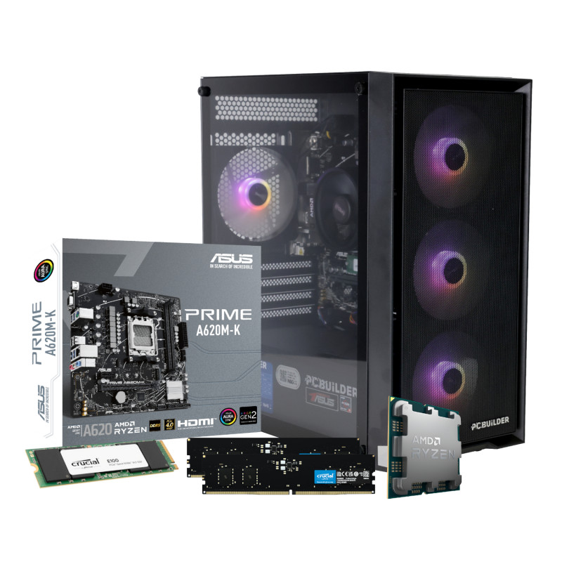 PCBuilder WARDEN spēļu dators - AMD Ryzen 5 8600G, 16GB RAM, 480GB SSD, Windows 11 Home