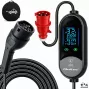 Qoltec mobilais elektromobiļu lādētājs elektriskajiem un hibrīdauto, 2-in-1 regulēšana, Type 2, 7 kW, 230 V, CEE 32 A, LED, 5 m