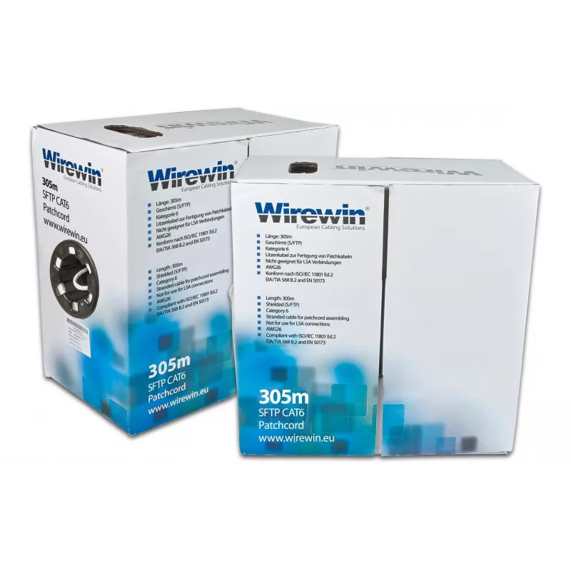 Wirewin Cat6 U/FTP Patch kabelis kastē, 305 m, pelēks (VKBOX KAT6 PATCH 305.0)