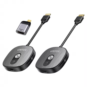 Unitek bezvadu HDMI uztvērējs 4K@30Hz ar raidītāju un USB-C uz HDMI adaptera komplektu