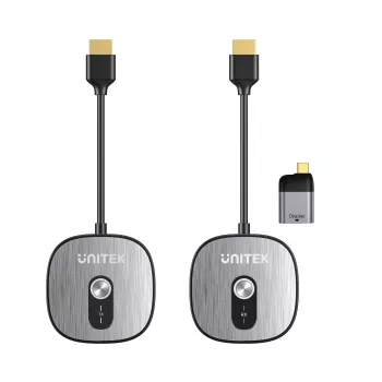 Unitek bezvadu HDMI uztvērējs 4K@30Hz ar raidītāju un USB-C uz HDMI adaptera komplektu