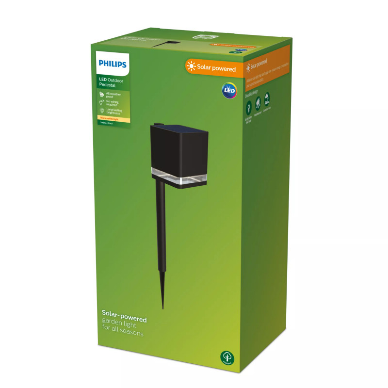 Philips LED saules enerģijas āra gaismeklis ar mietu Virona 1,8 W, melns