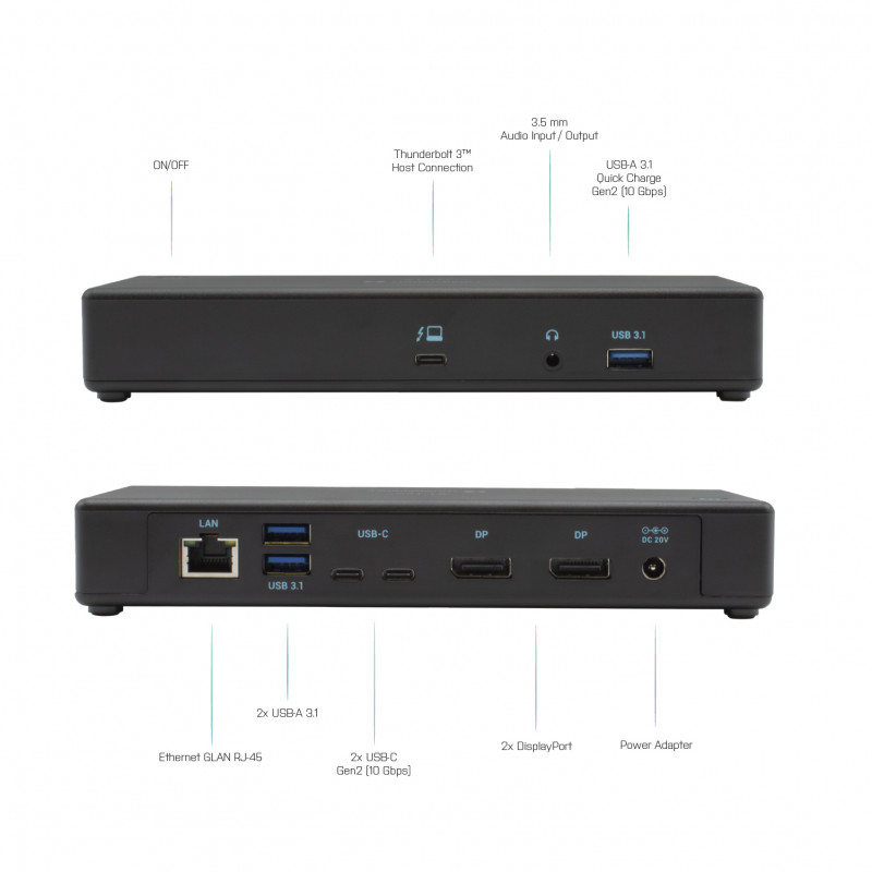 i-tec Thunderbolt 3/USB-C divu DisplayPort 4K dokstacija ar 85W PD