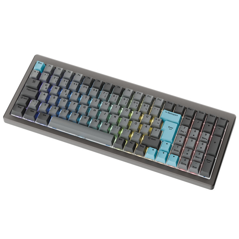 Ducky Cushion 98 spēļu tastatūra, 96%, DE izkārtojums (ISO), Shush Red slēdži - Nickel (DKCUS2598-DSDEPHCC3H1)