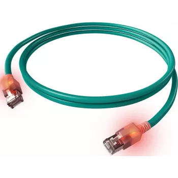 ZVK EasyLan Cat6a LED patch kabelis RJ45, ekranēts, 7,5 m, tirkīza