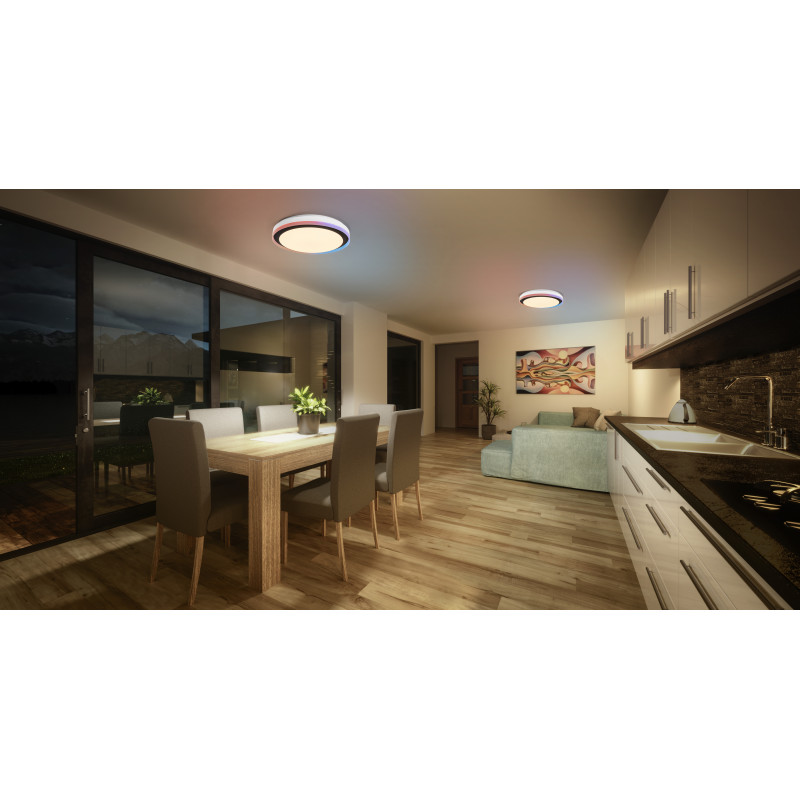 Osram SMART+ WiFi Orbis Magic sienas/griestu lampa 500 mm, RGB+TW, regulējama, 38 W - melna/balta