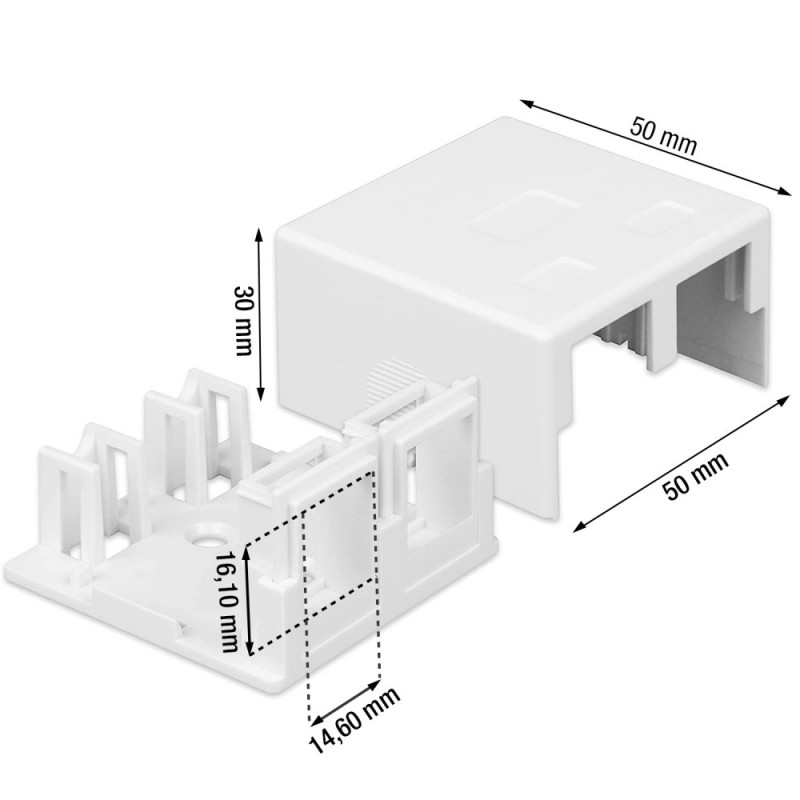 Techly 366310 Virsmas montāžas kārba 2 Keystone moduļiem RJ45 vai RJ11/12