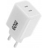 Forcell F-Energy GaN III Crystal Color VT-60 60W PD QC 4.0 2x USB-C sienas lādētājs balts + kabelis