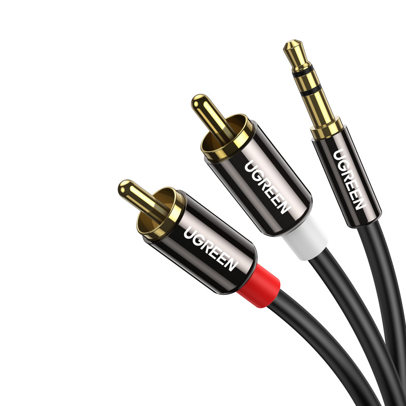UGREEN AV116 RCA uz AUX 3,5 mm audio kabelis 1 m - melns