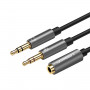 UGREEN UV140 AUX 3,5 mm audio sadalītāja kabelis - melns/pelēks